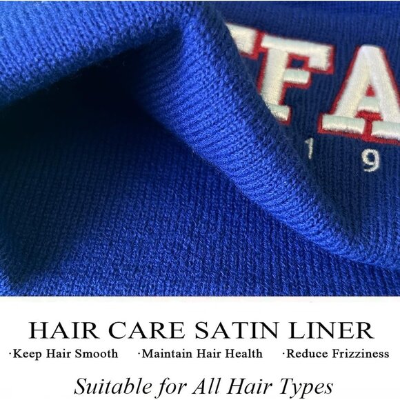 Women's Blue & Red Soft Knit Winter Hat For Cold Weather Beanie Toque Hat - Picture 3 of 6